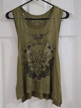Decree Olive Green Graphic Tank Top
